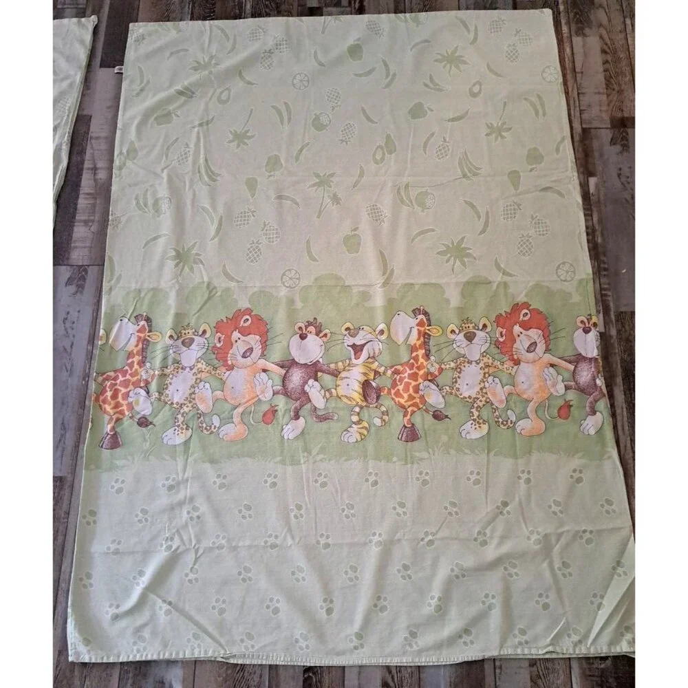 Baby Nursery Duvet & Sheet Set Russian Sleepy Thom K Jungle Animals Green